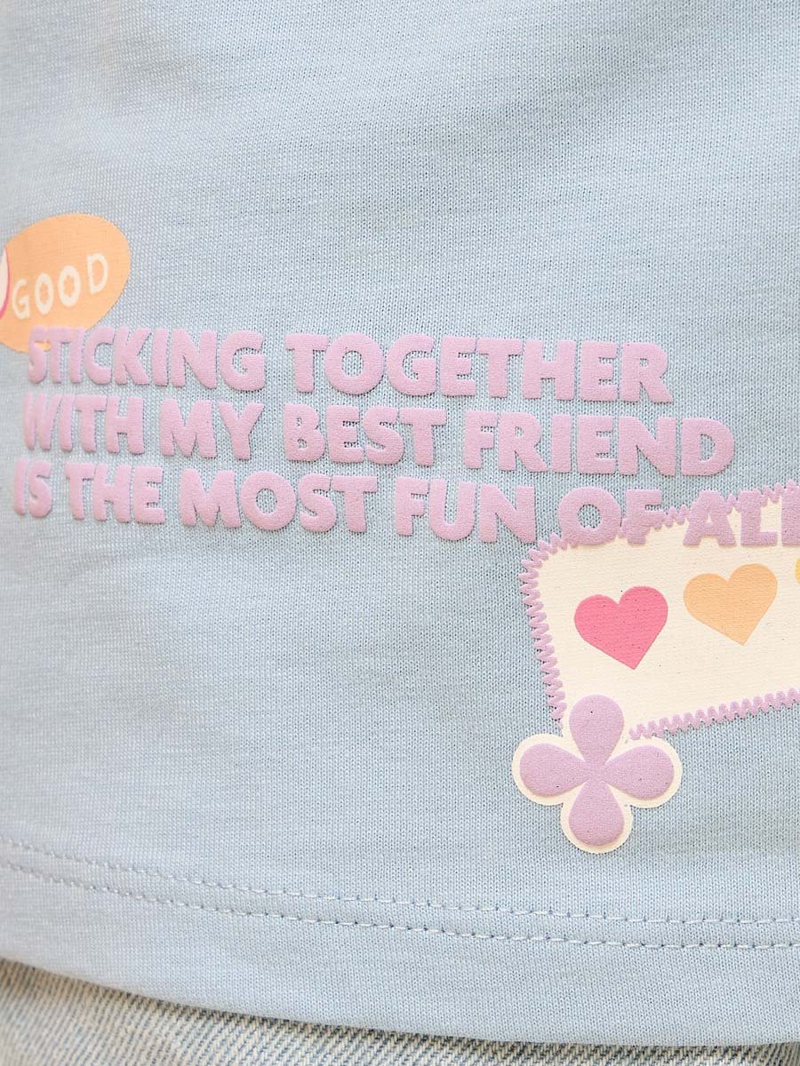 Slogan Embossed Cotton T-Shirt
