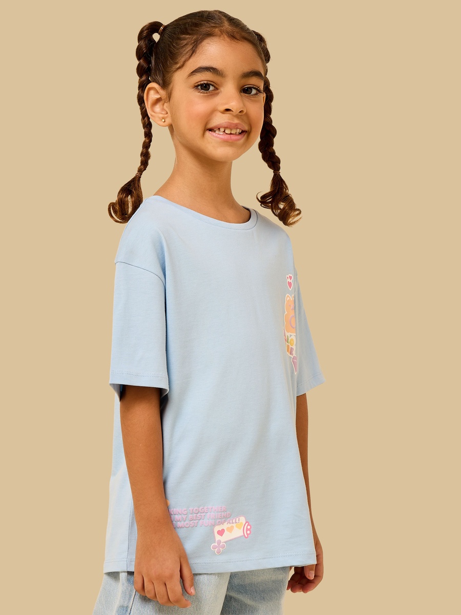 Slogan Embossed Cotton T-Shirt