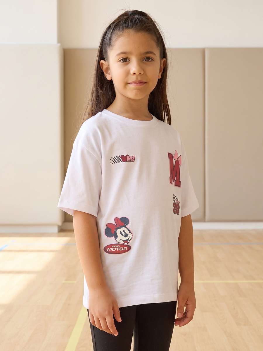 Minnie Mouse Print Cotton T-Shirt