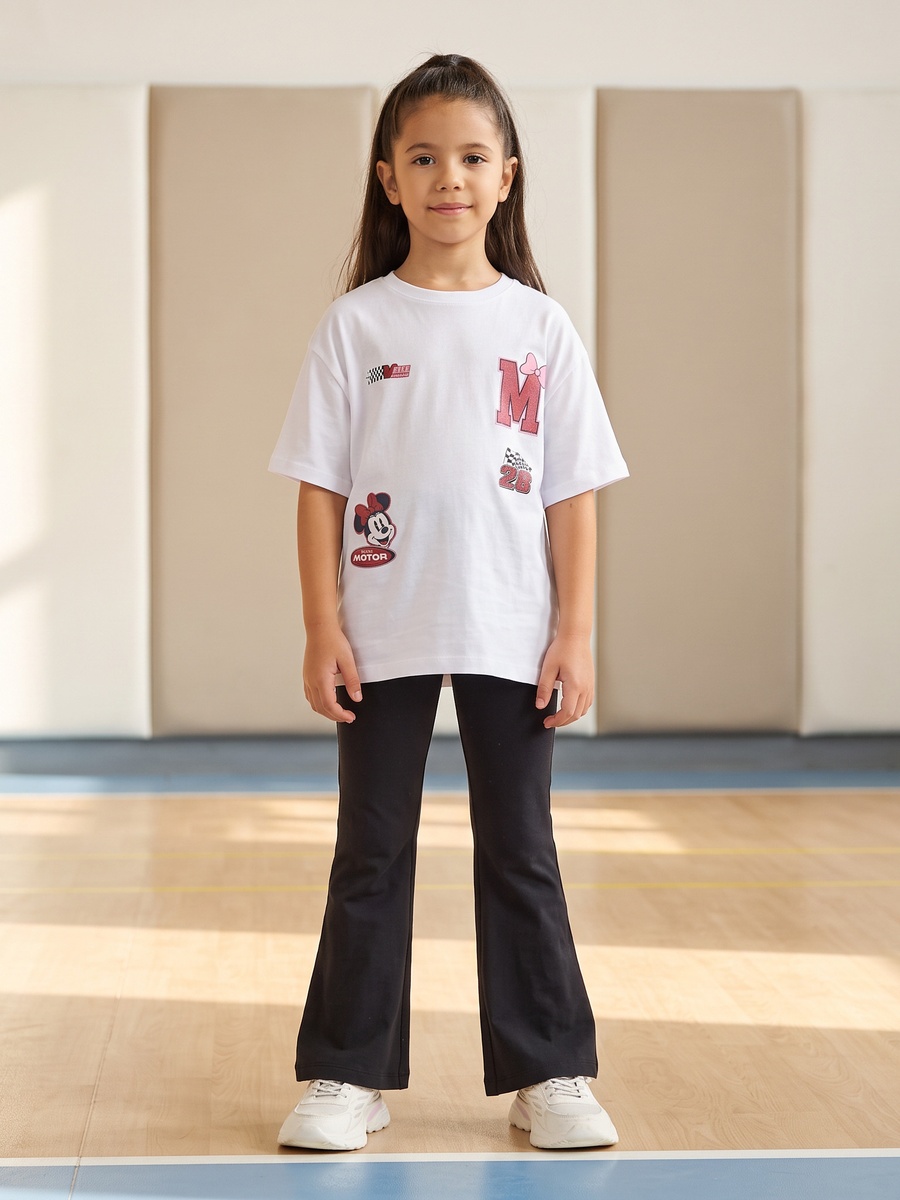 Minnie Mouse Print Cotton T-Shirt
