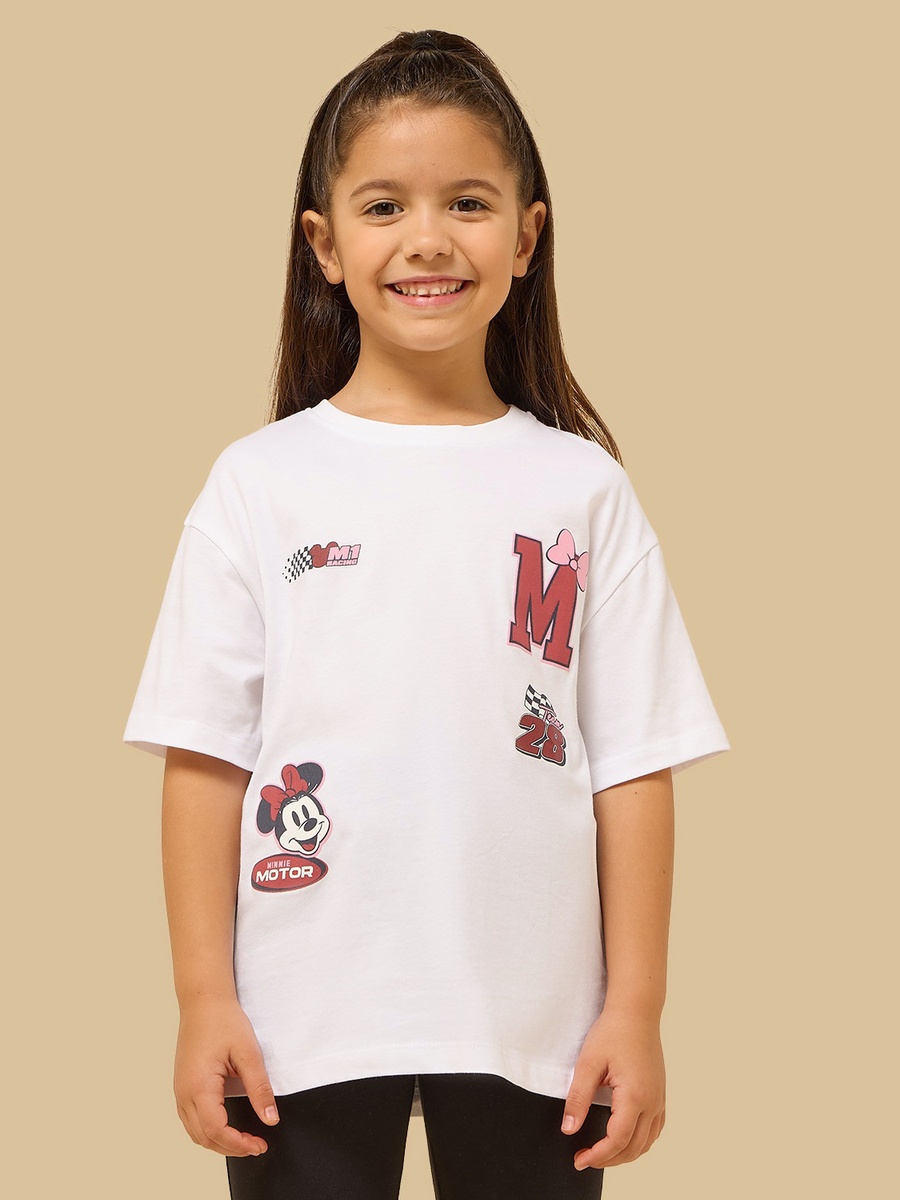 Minnie Mouse Print Cotton T-Shirt