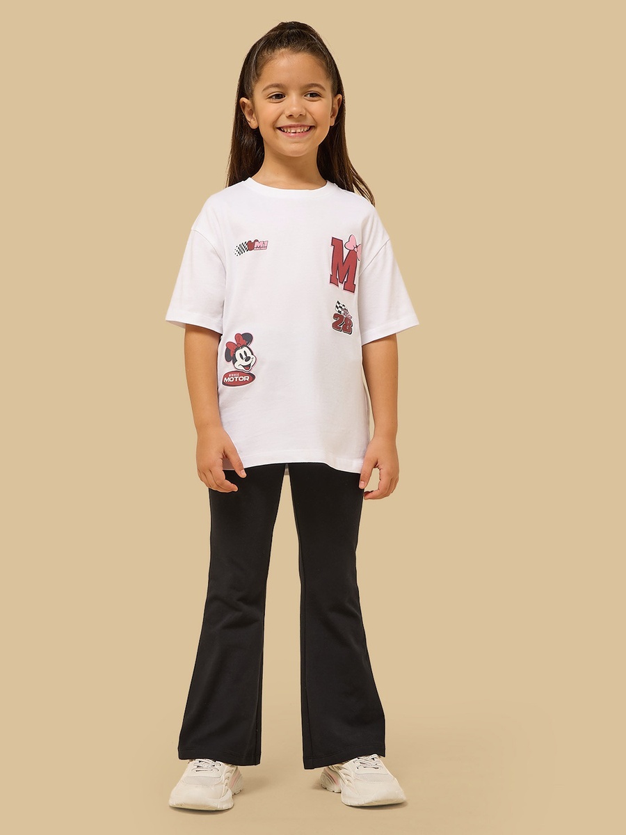 Minnie Mouse Print Cotton T-Shirt