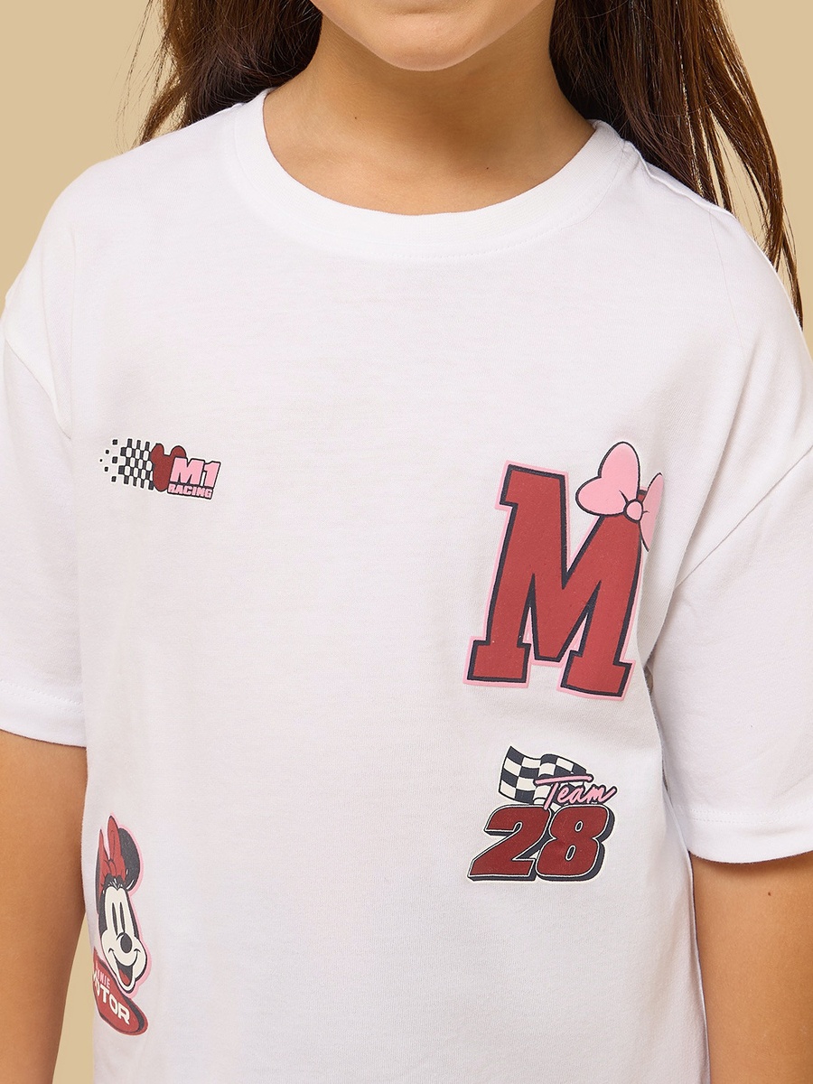 Minnie Mouse Print Cotton T-Shirt