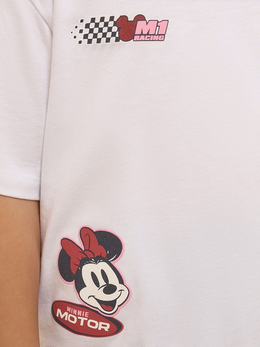 Minnie Mouse Print Cotton T-Shirt