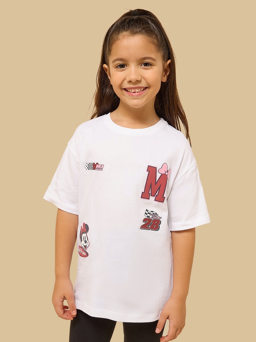 Minnie Mouse Print Cotton T-Shirt