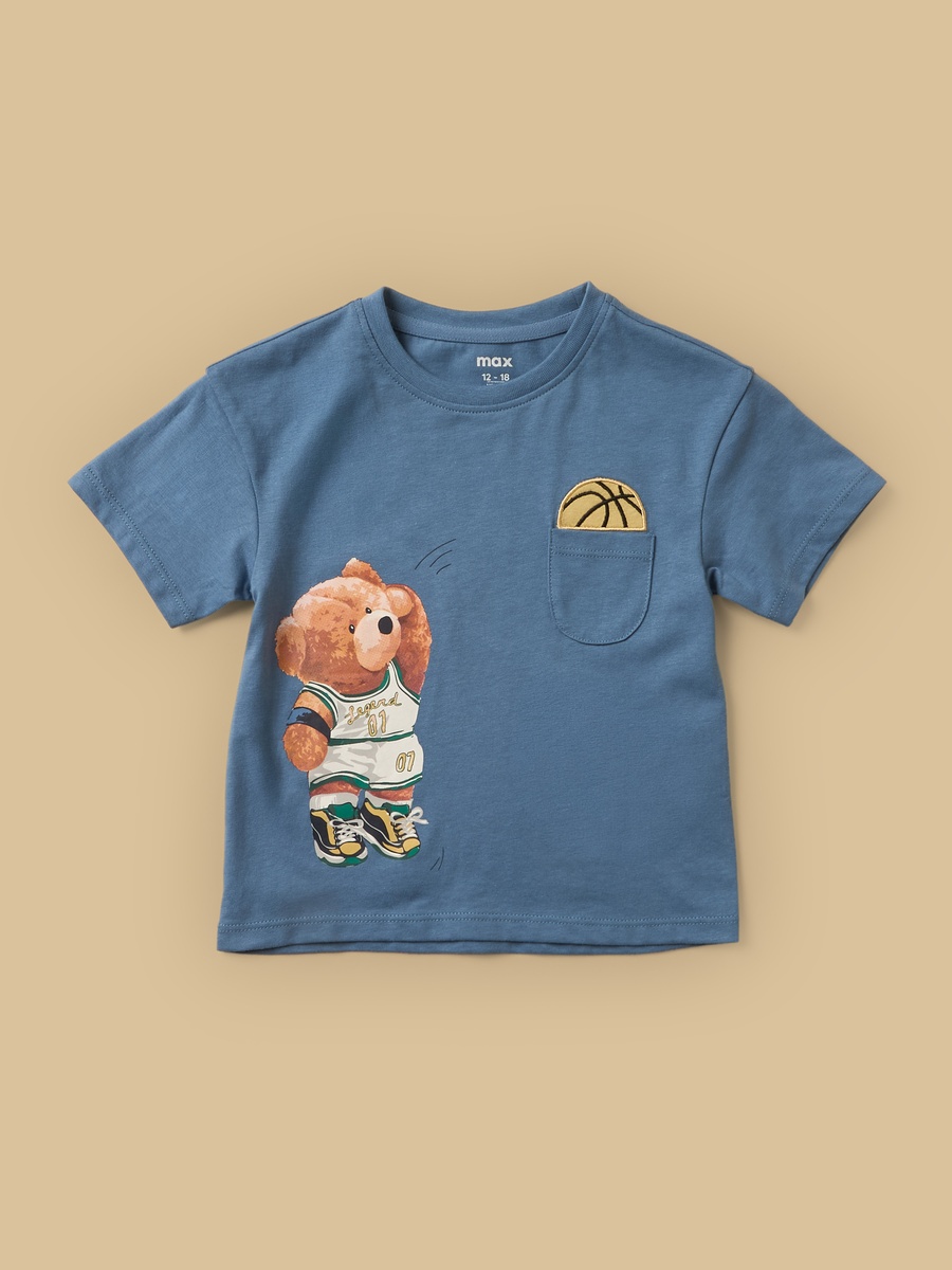 Pack of 3 - Little League Bear Print Cotton T-Shirt
