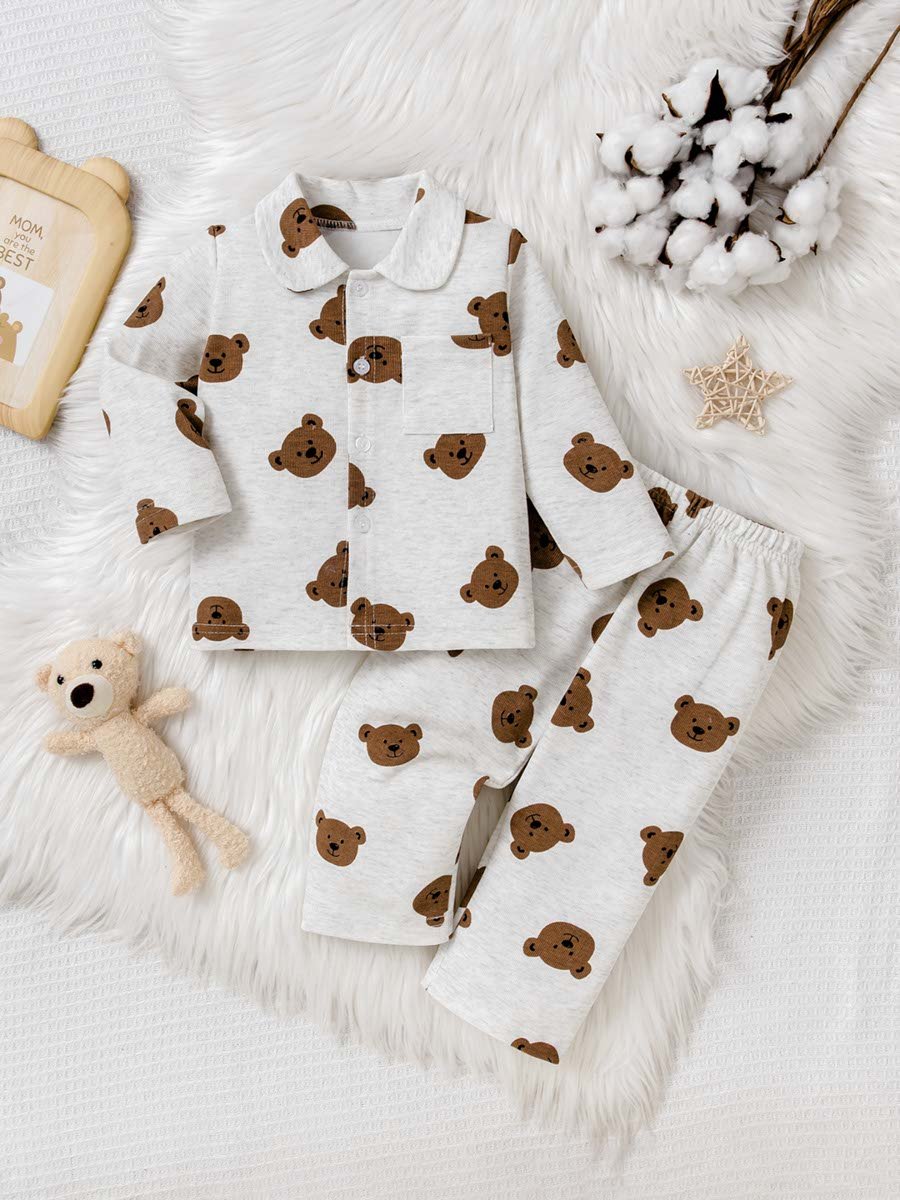 Bear Print Long Sleeve Pyjama Set