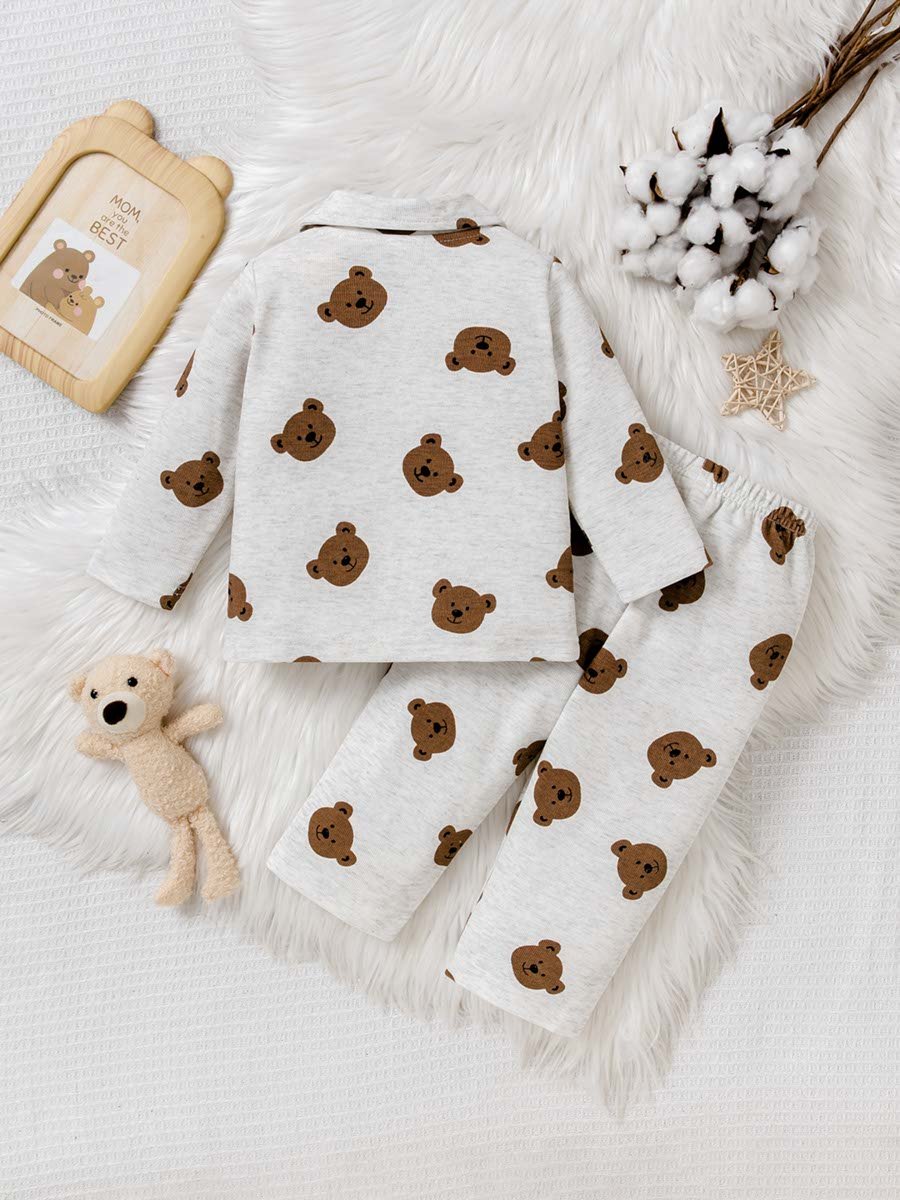 Bear Print Long Sleeve Pyjama Set