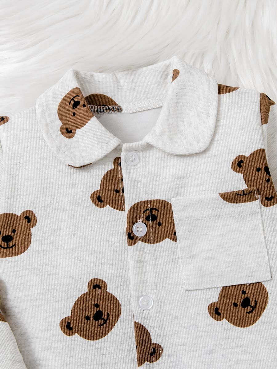 Bear Print Long Sleeve Pyjama Set