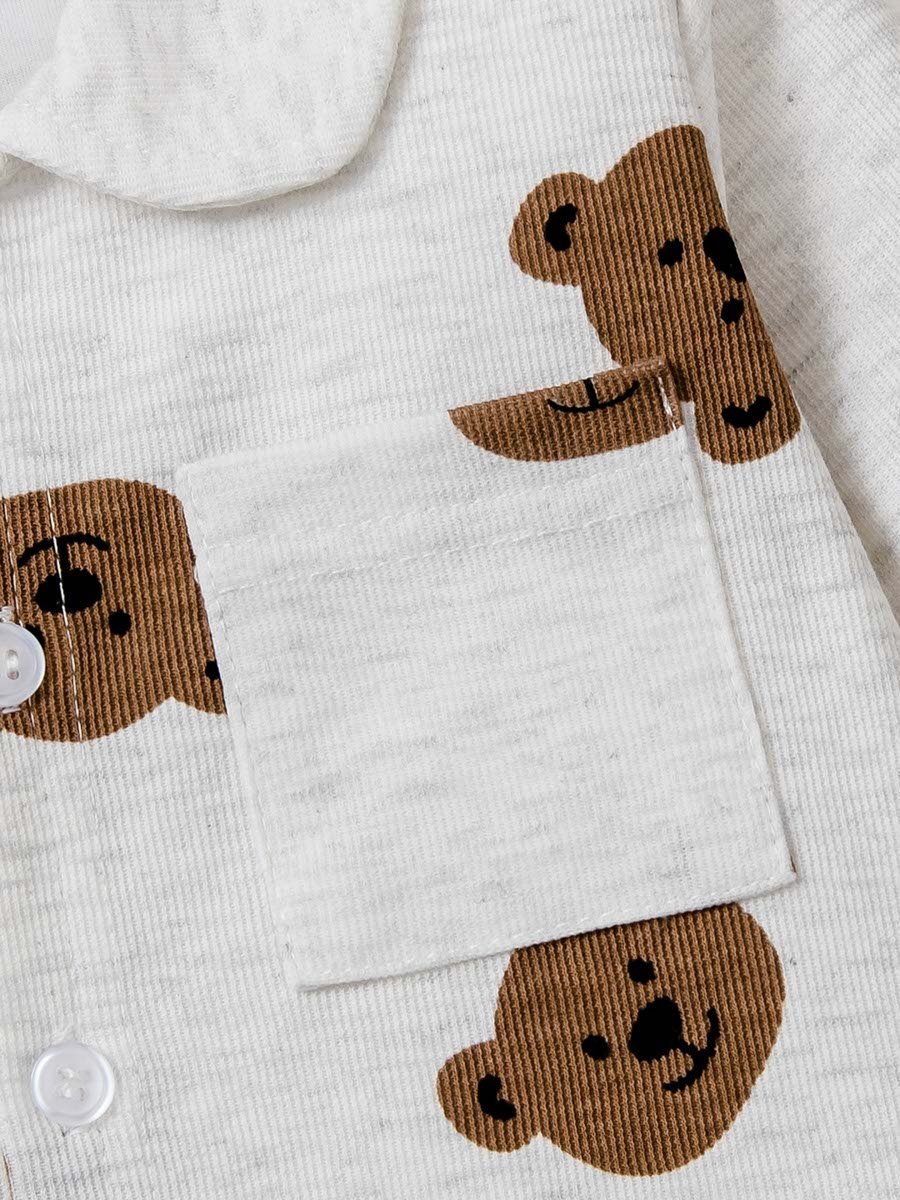 Bear Print Long Sleeve Pyjama Set