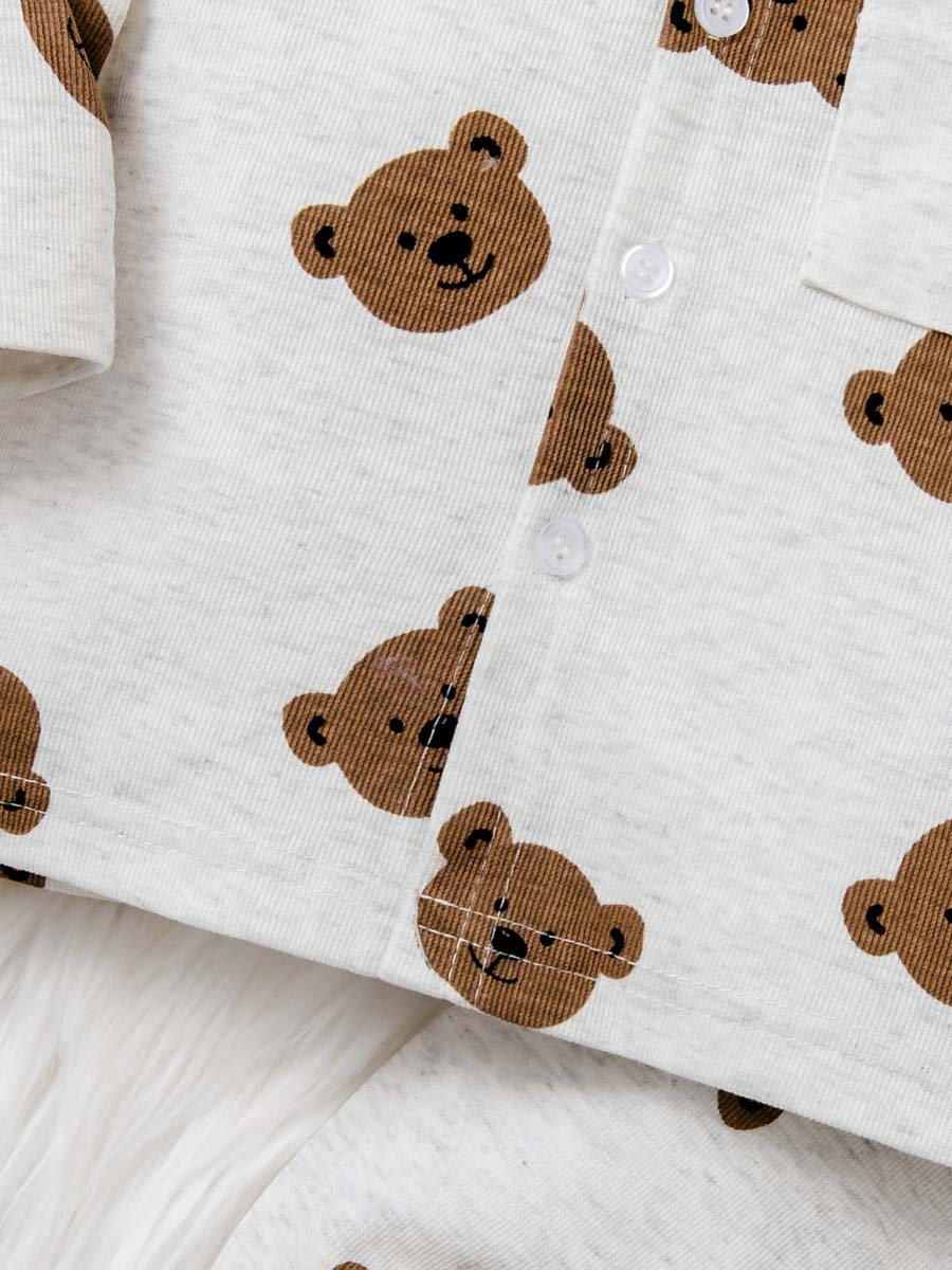 Bear Print Long Sleeve Pyjama Set
