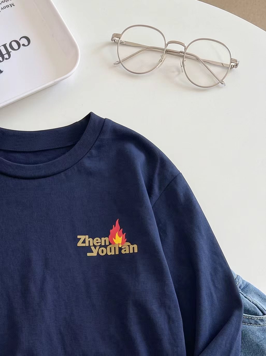 Navy Blue Graphic Long Sleeves Regular T-Shirt
