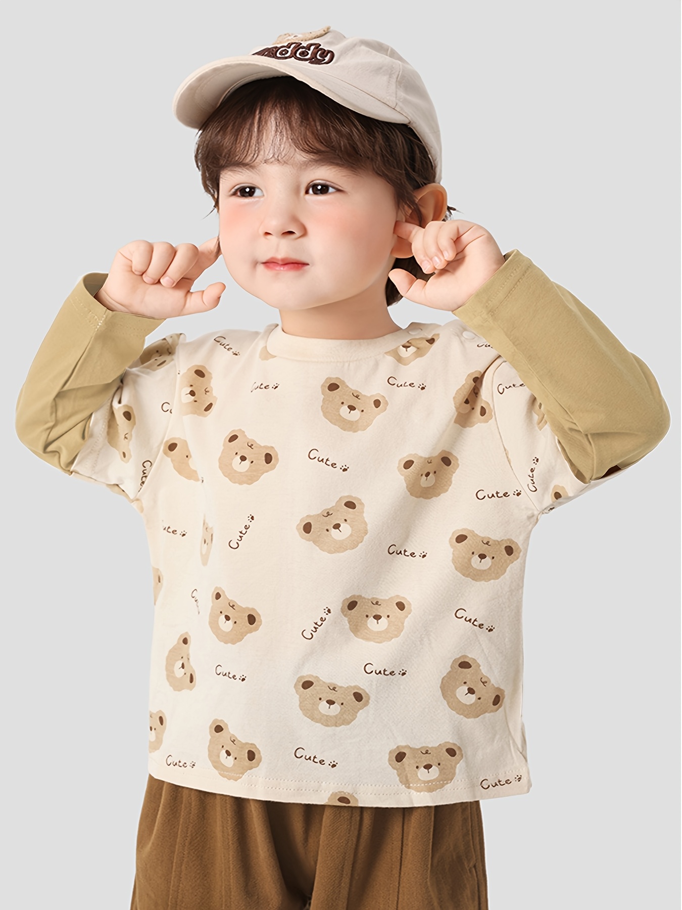 Beige Printed Long Sleeves Regular T-Shirt