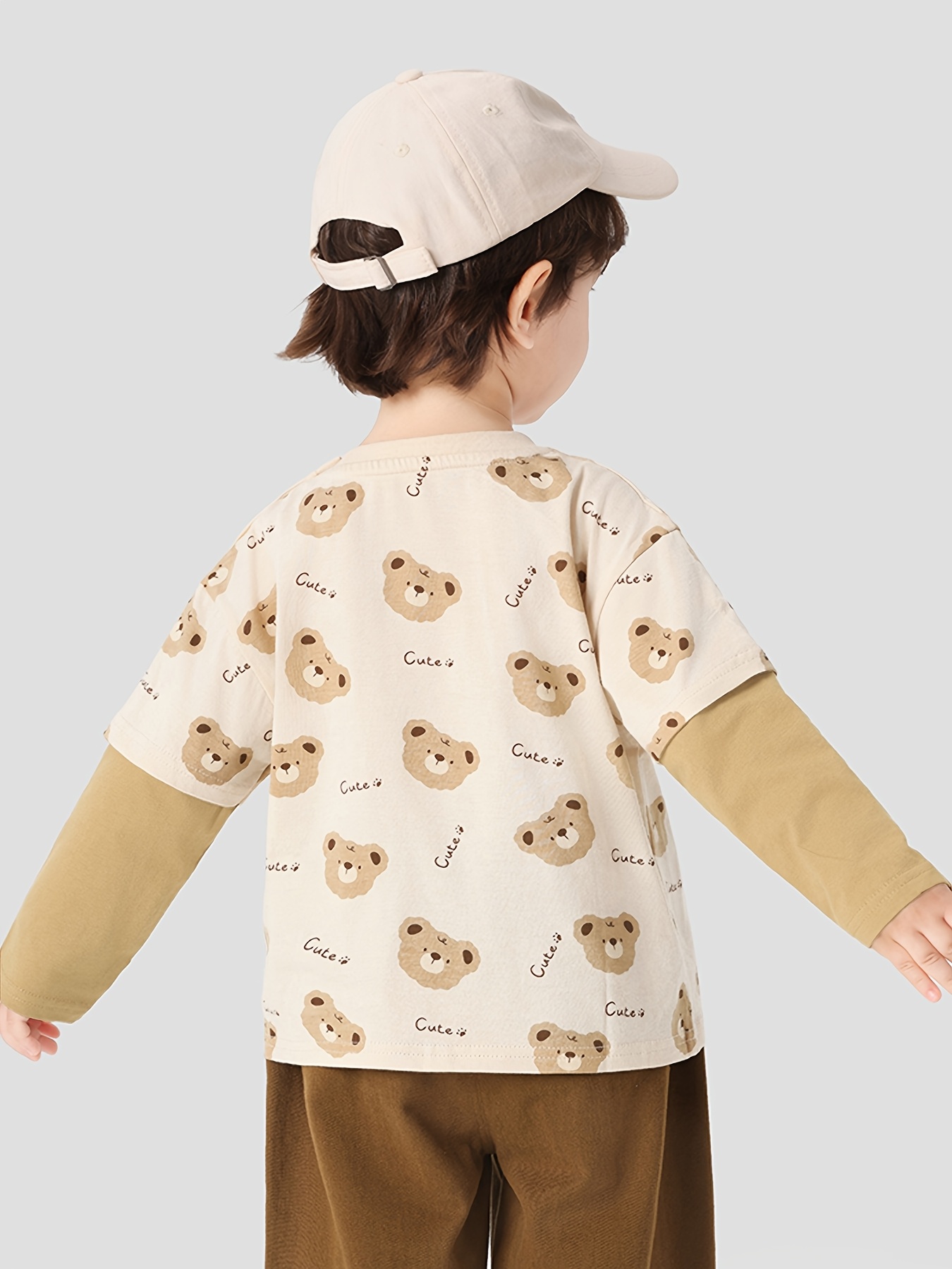 Beige Printed Long Sleeves Regular T-Shirt