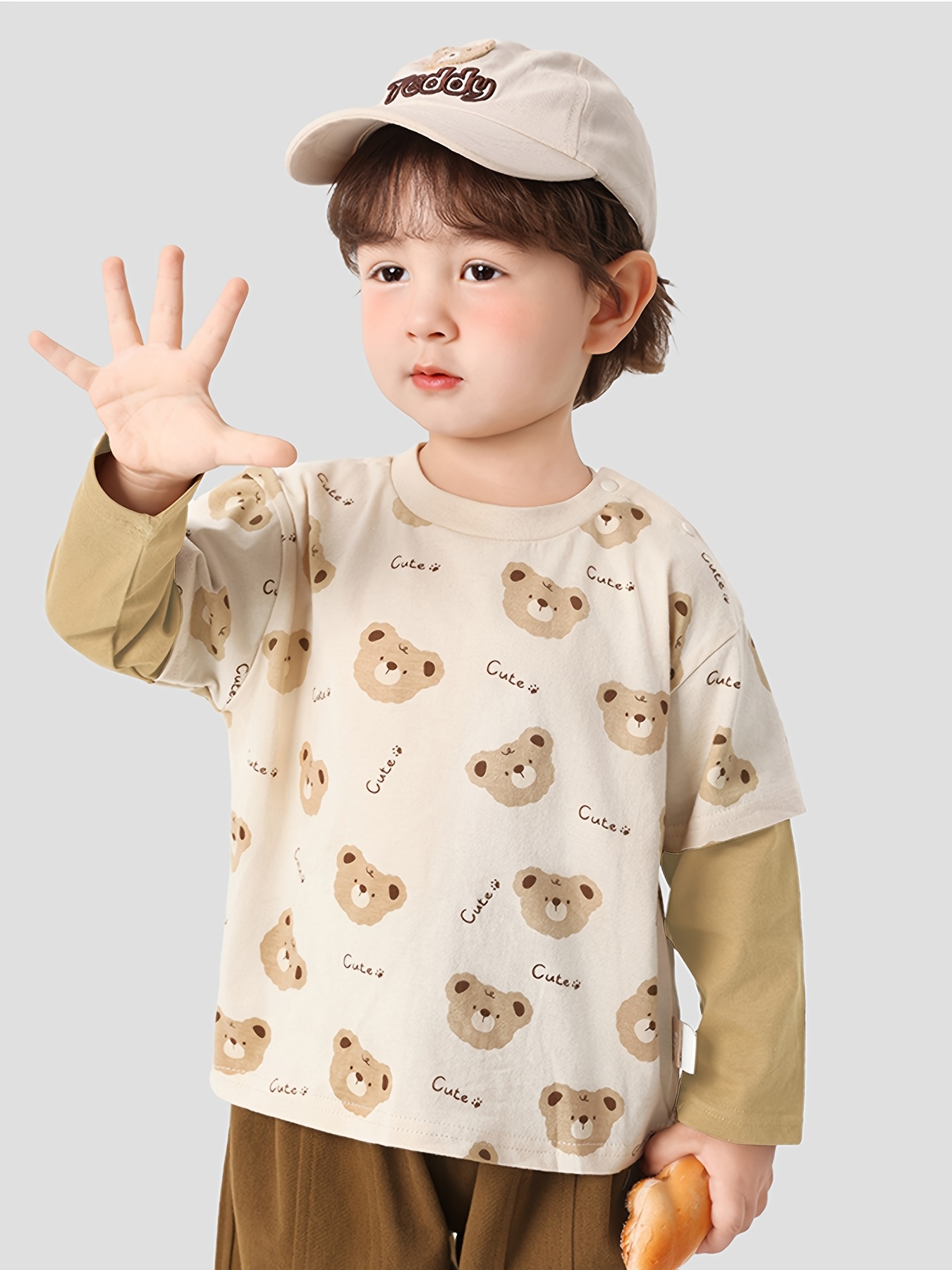 Beige Printed Long Sleeves Regular T-Shirt
