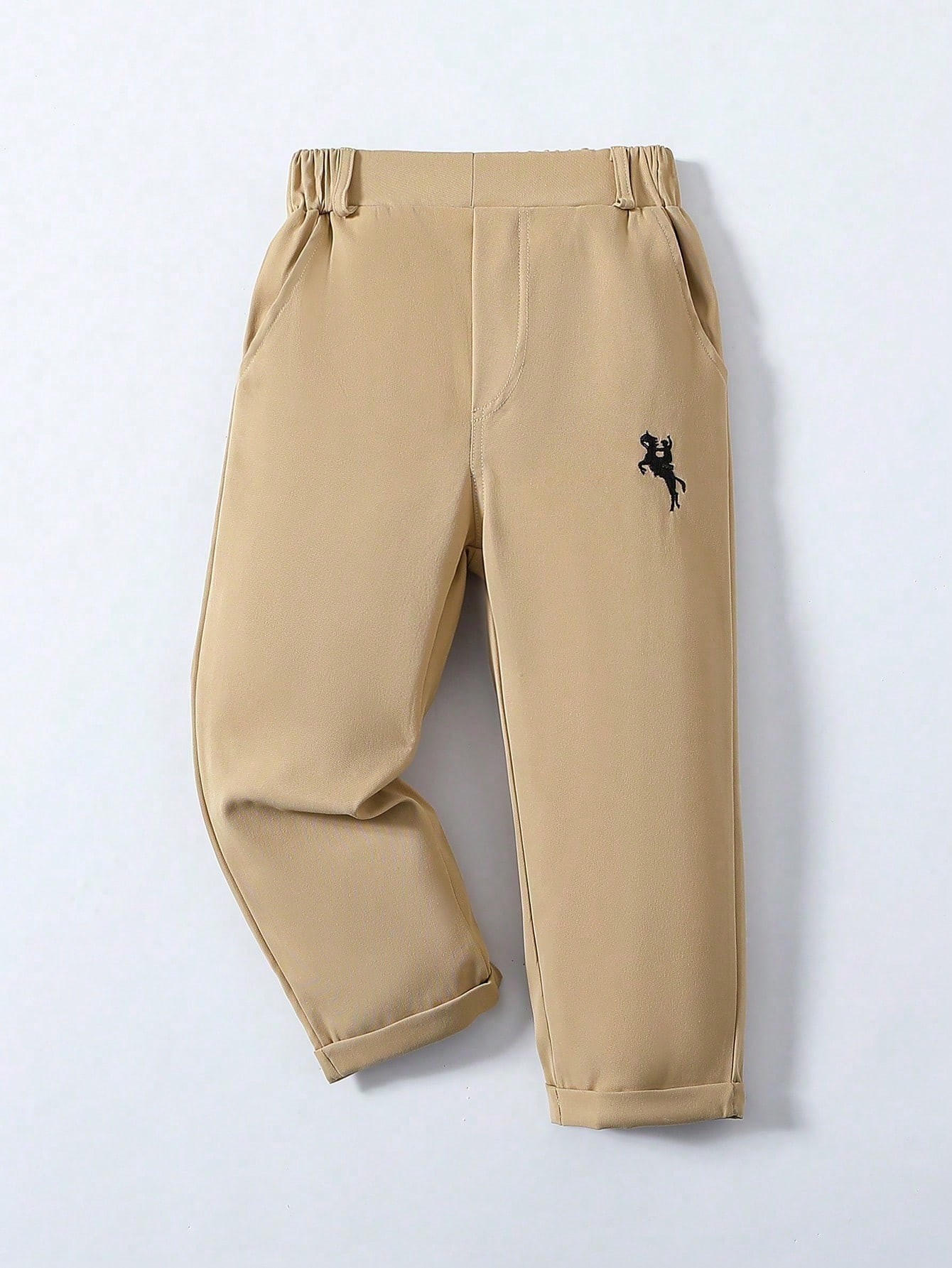 Beige Solid Regular Pants