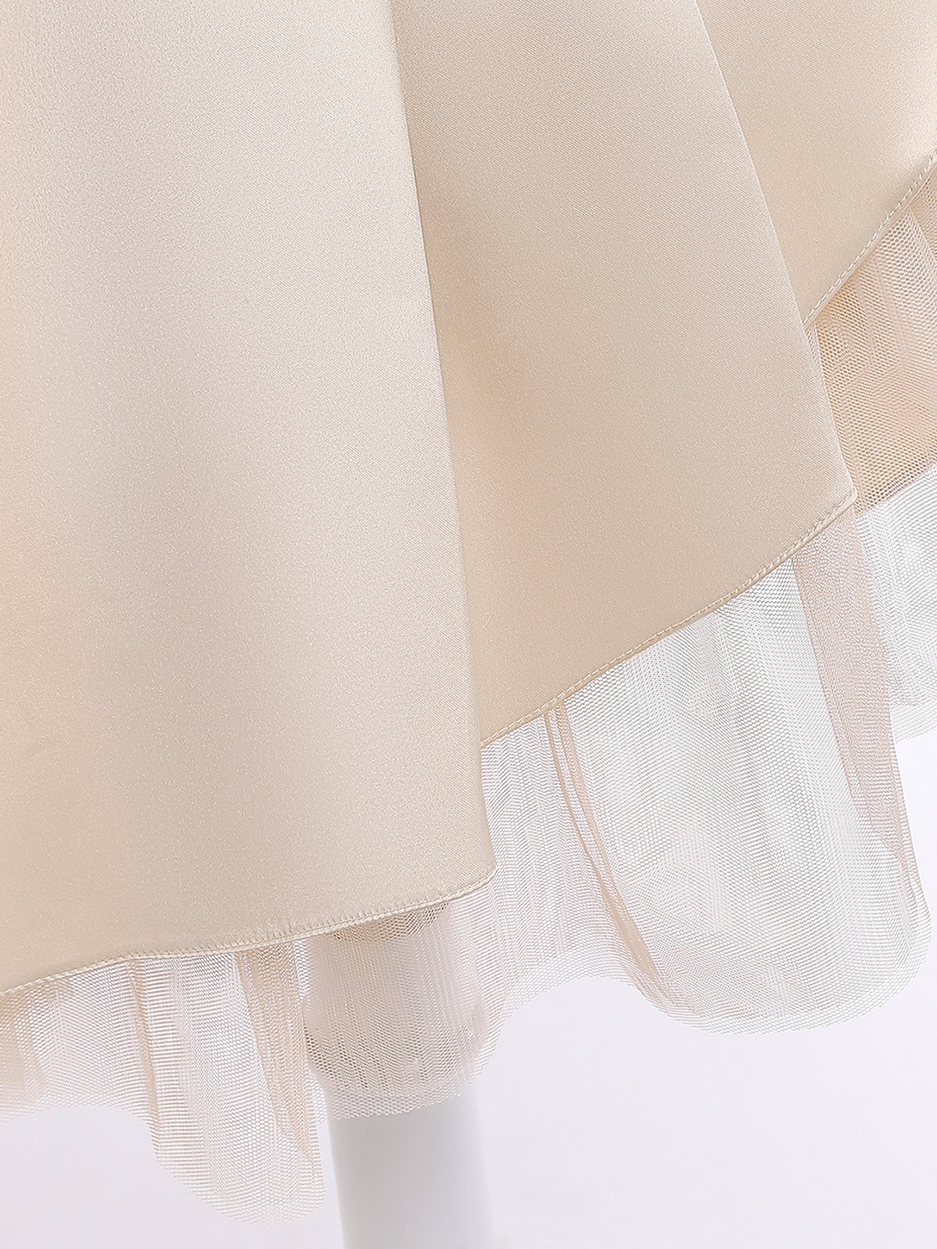 Beige A-Line Knee-Length Flower Dress