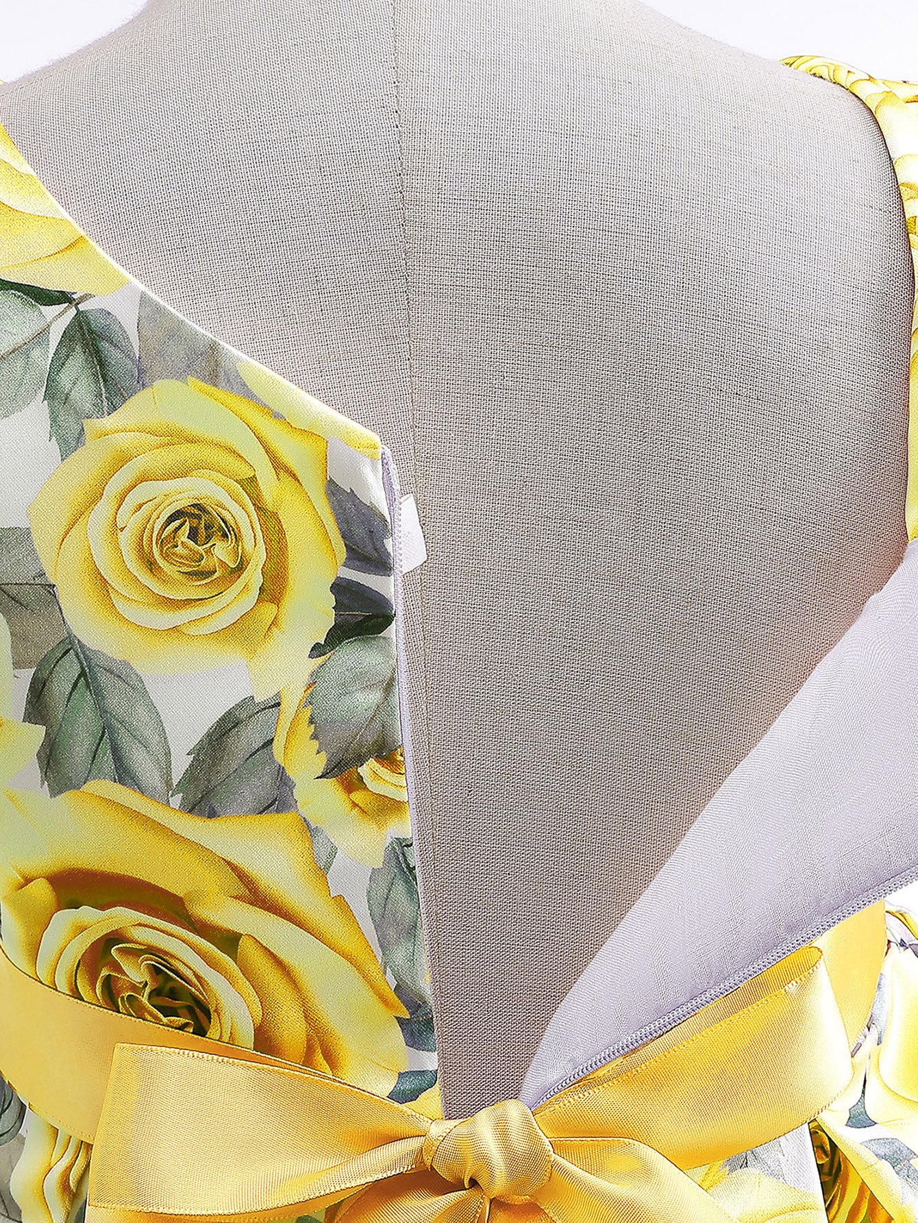 Yellow Rose A-Line Knee-Length Flower Dress