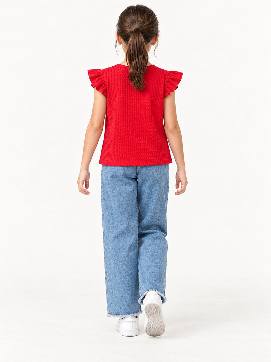 Short-Sleeved Top and Jeans Set