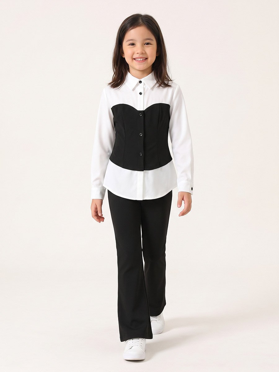 Long-Sleeved Shirt and Flared Pants Set