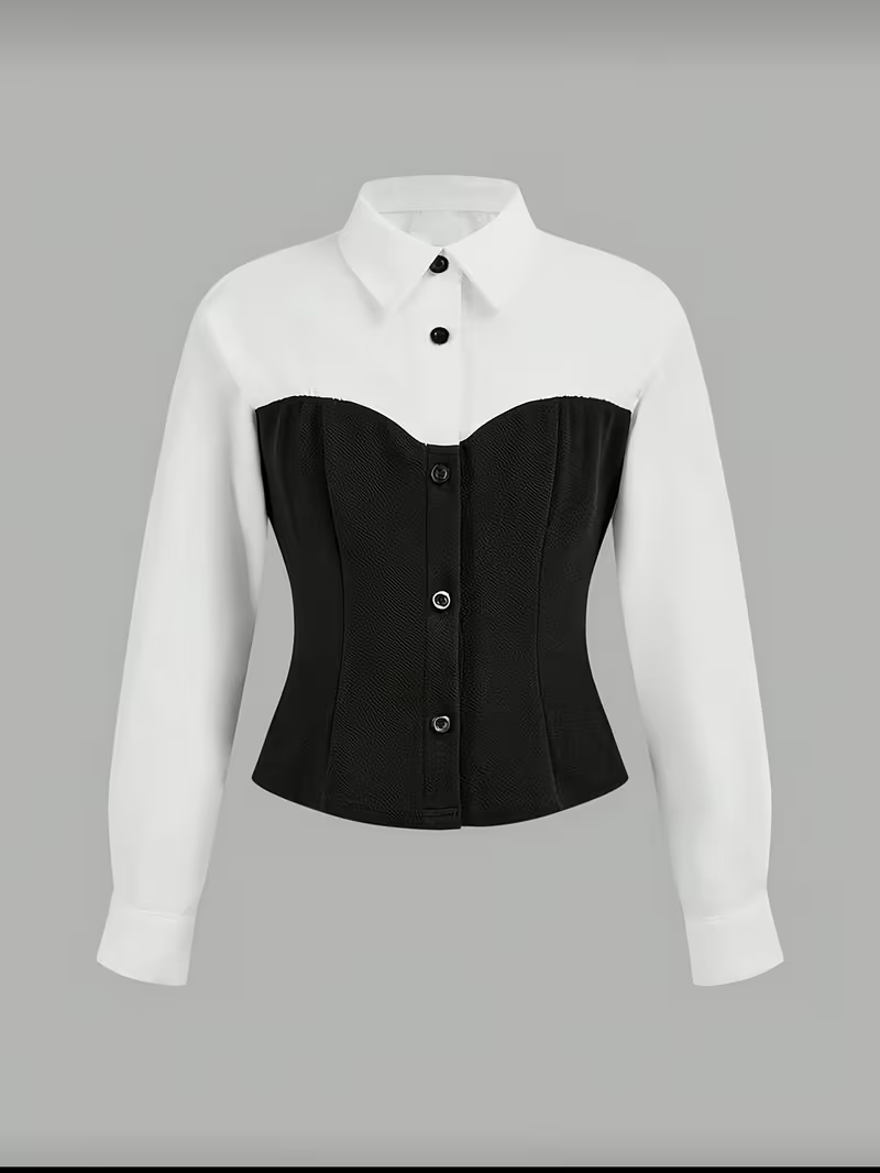 Long-Sleeved Shirt and Flared Pants Set