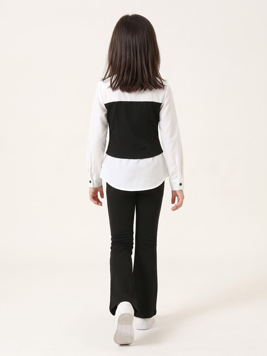 Long-Sleeved Shirt and Flared Pants Set