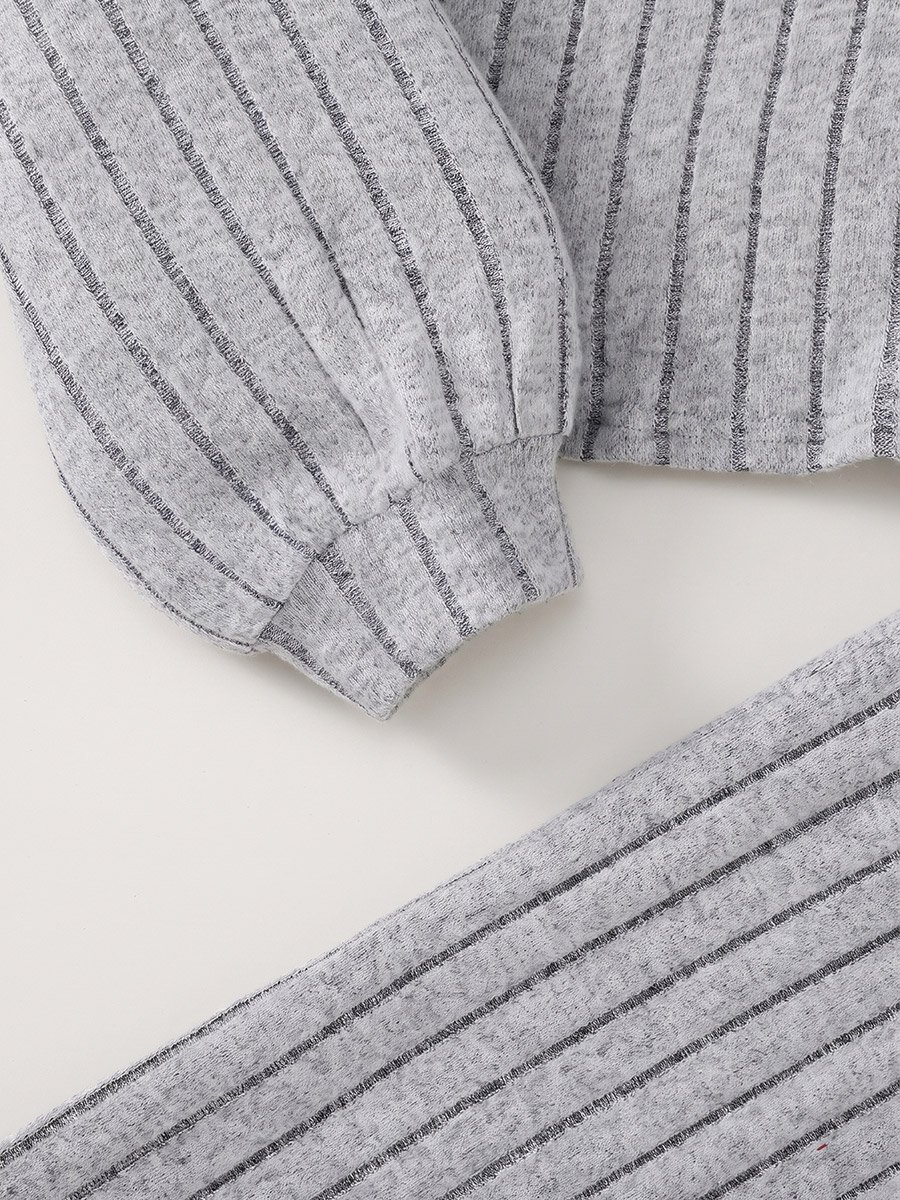 Long-Sleeved Knitted Top and Pants Set
