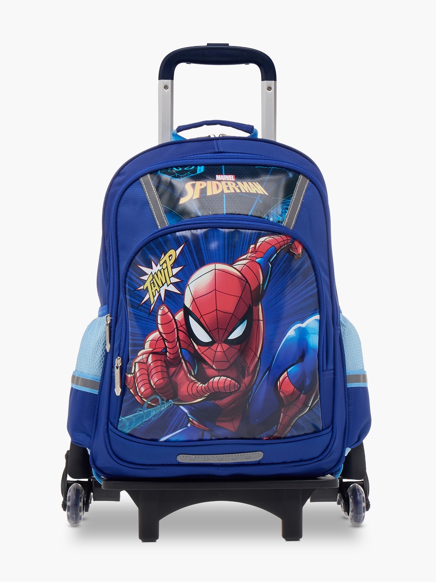 Spider-Man Print Trolley Backpack with Retractable Handle - 16 inches