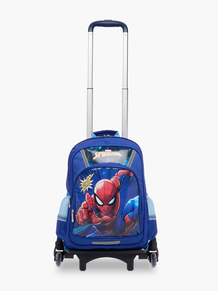 Spider-Man Print Trolley Backpack with Retractable Handle - 16 inches