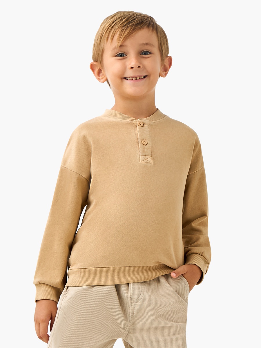 Boys Henley Collar Long Sleeves Sweatshirt with Button Closure