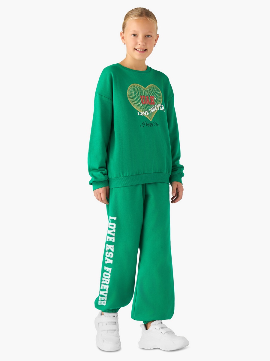 Girls Crew Neck Sweatshirt with UAE National Day Print - Cotton - Long Sleeves