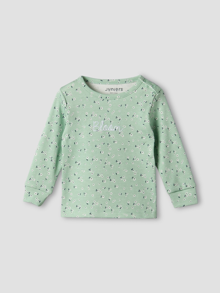 Cotton Round Neck Long Sleeves Pyjama Set with Floral Print