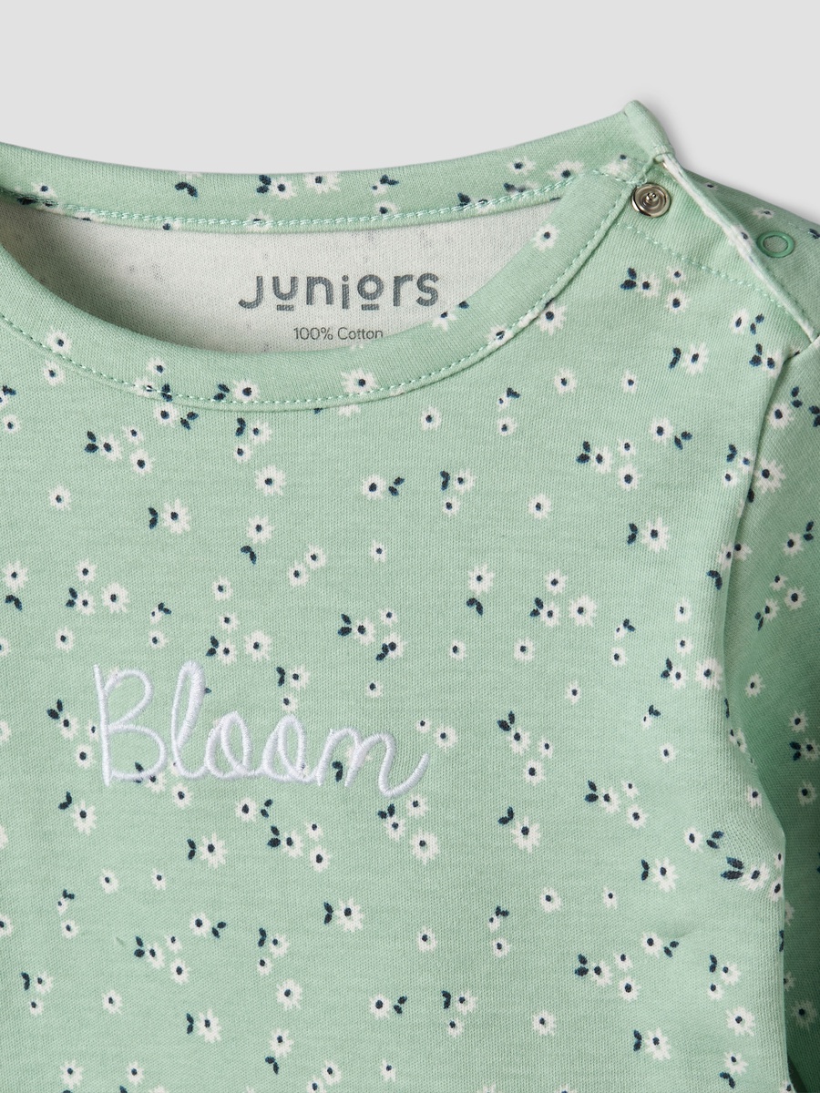 Cotton Round Neck Long Sleeves Pyjama Set with Floral Print