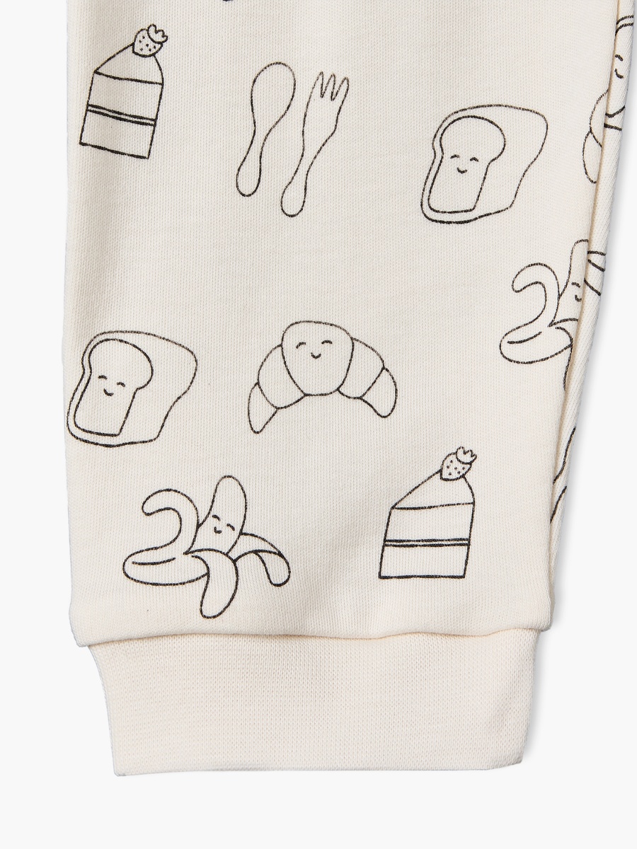 Pack of 2 Cotton Crew Neck Long Sleeves Pyjama Set with Breakfast Print