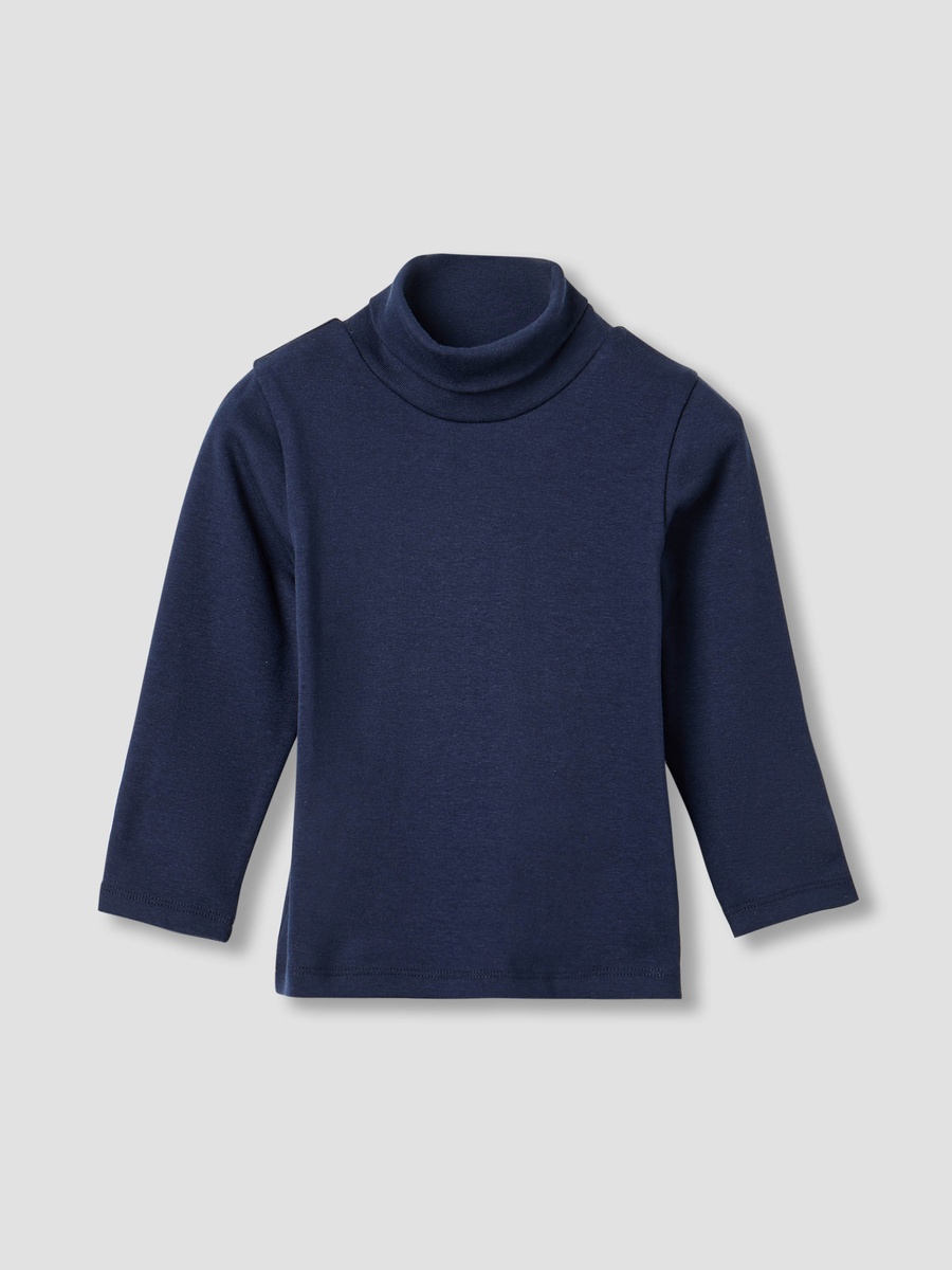 Solid Turtle Neck T-Shirt with Long Sleeves - Set of 2