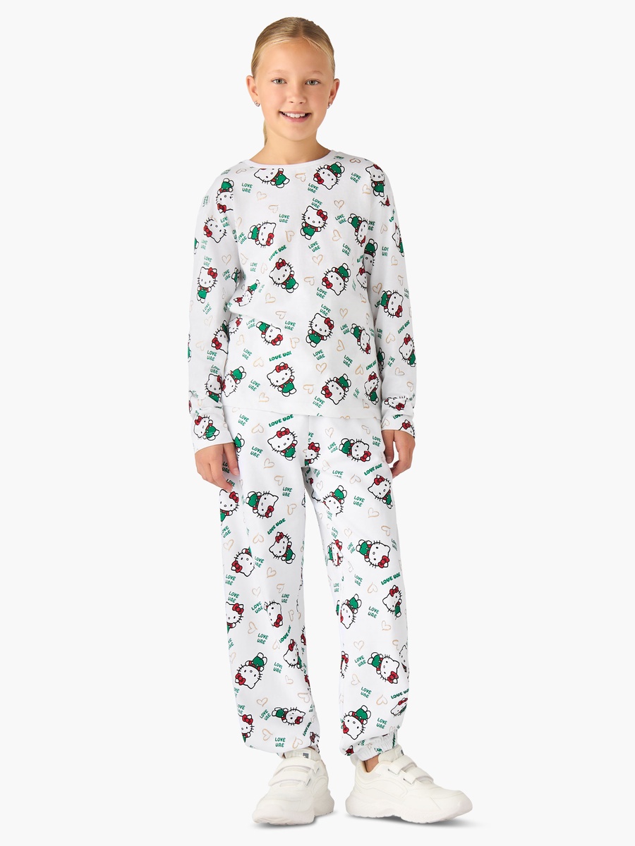Girls Round Neck Cotton T-Shirt with UAE National Day Print and Long Sleeves