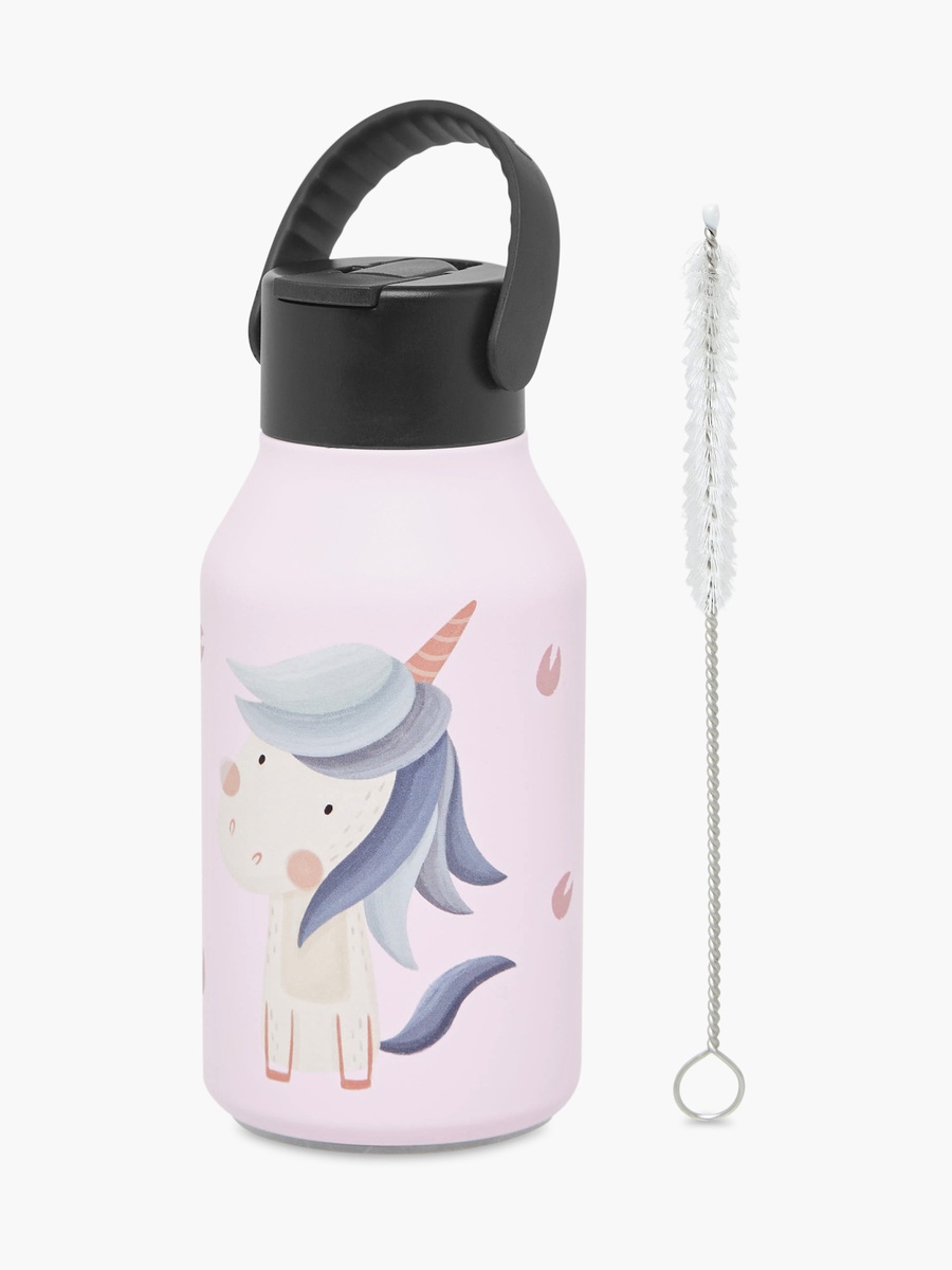 Unicorn Print Stainless Steel Sipper Water Bottle with Cleaning Brush - 350 ml