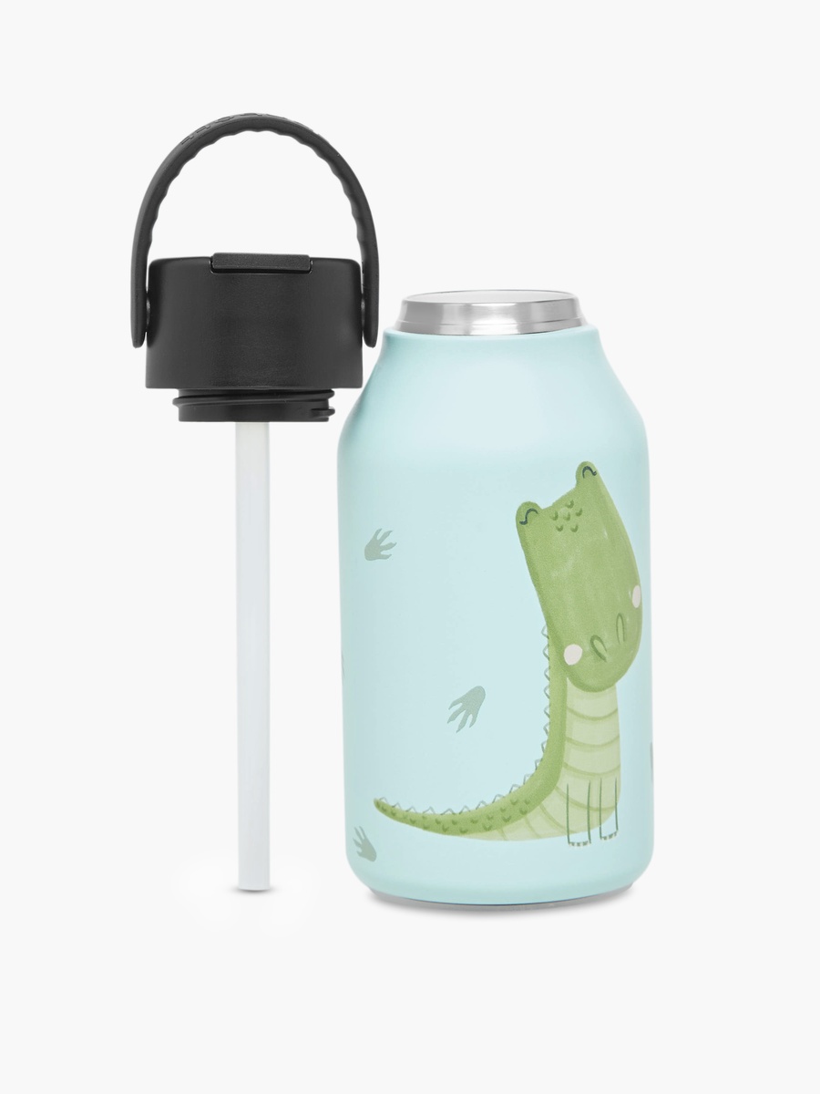 Alligator Print Stainless Steel Sipper Water Bottle with Cleaning Brush - 350 ml