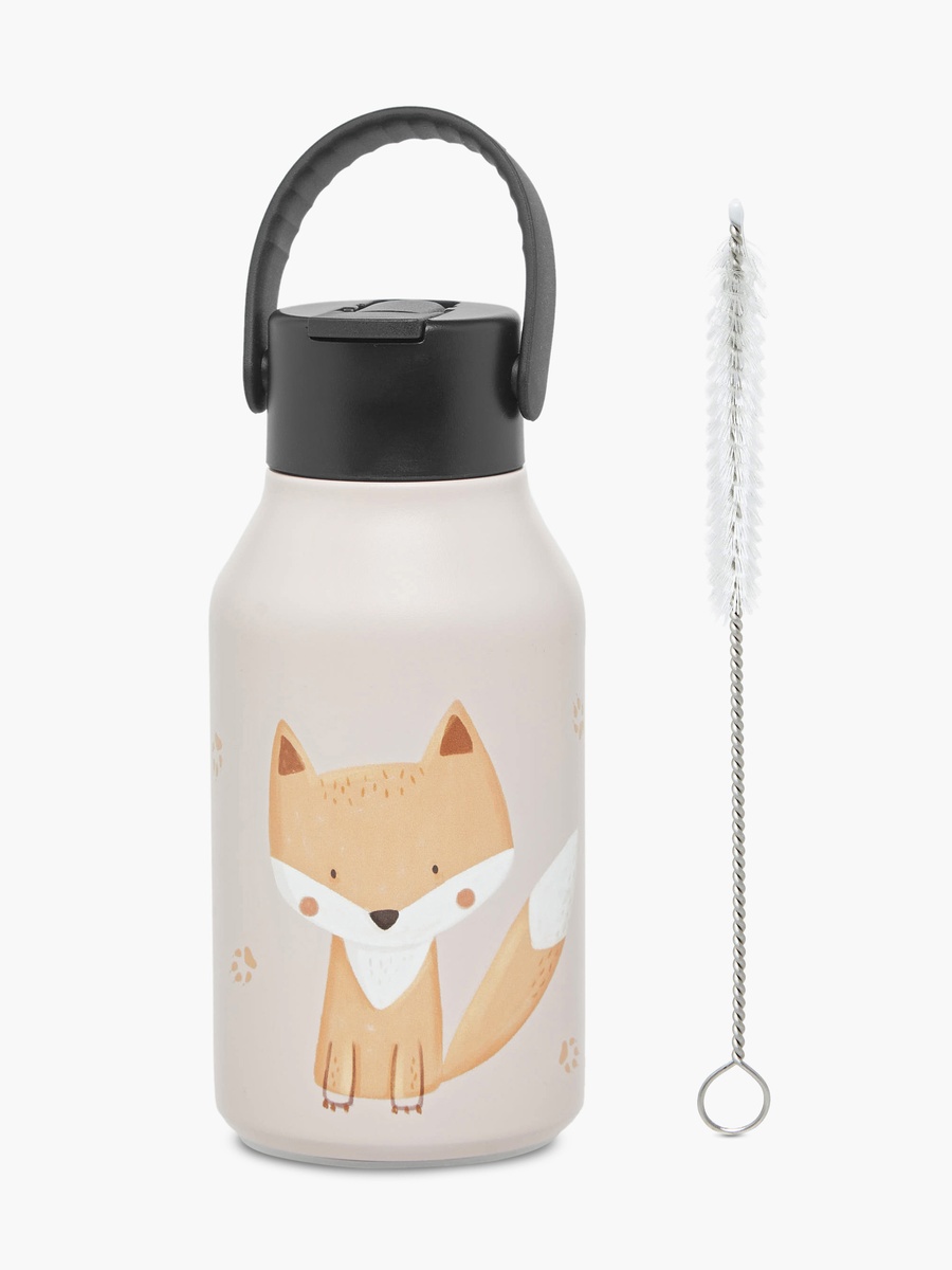 Fox Print Stainless Steel Sipper Water Bottle with Cleaning Brush - 350 ml
