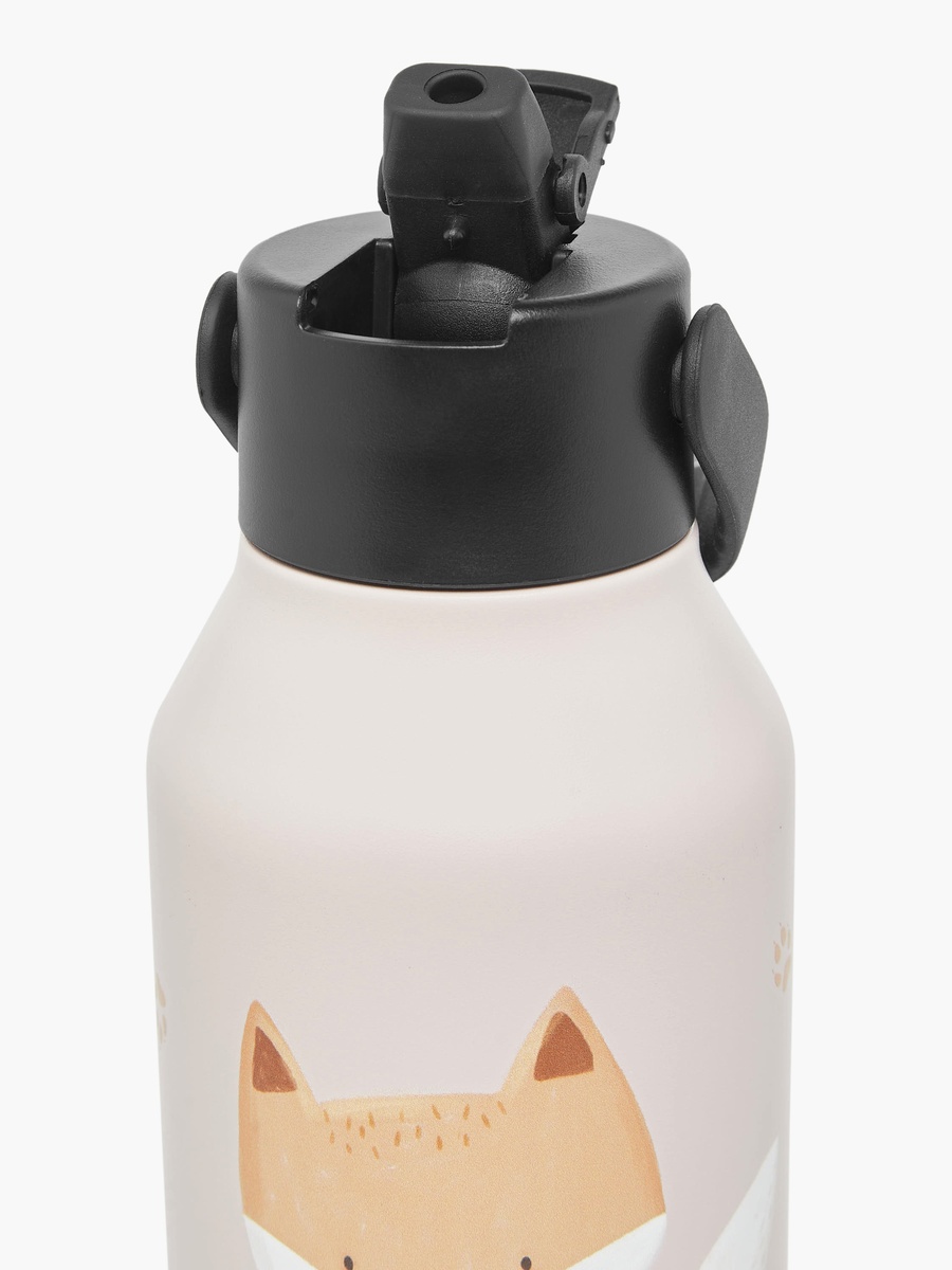 Fox Print Stainless Steel Sipper Water Bottle with Cleaning Brush - 350 ml