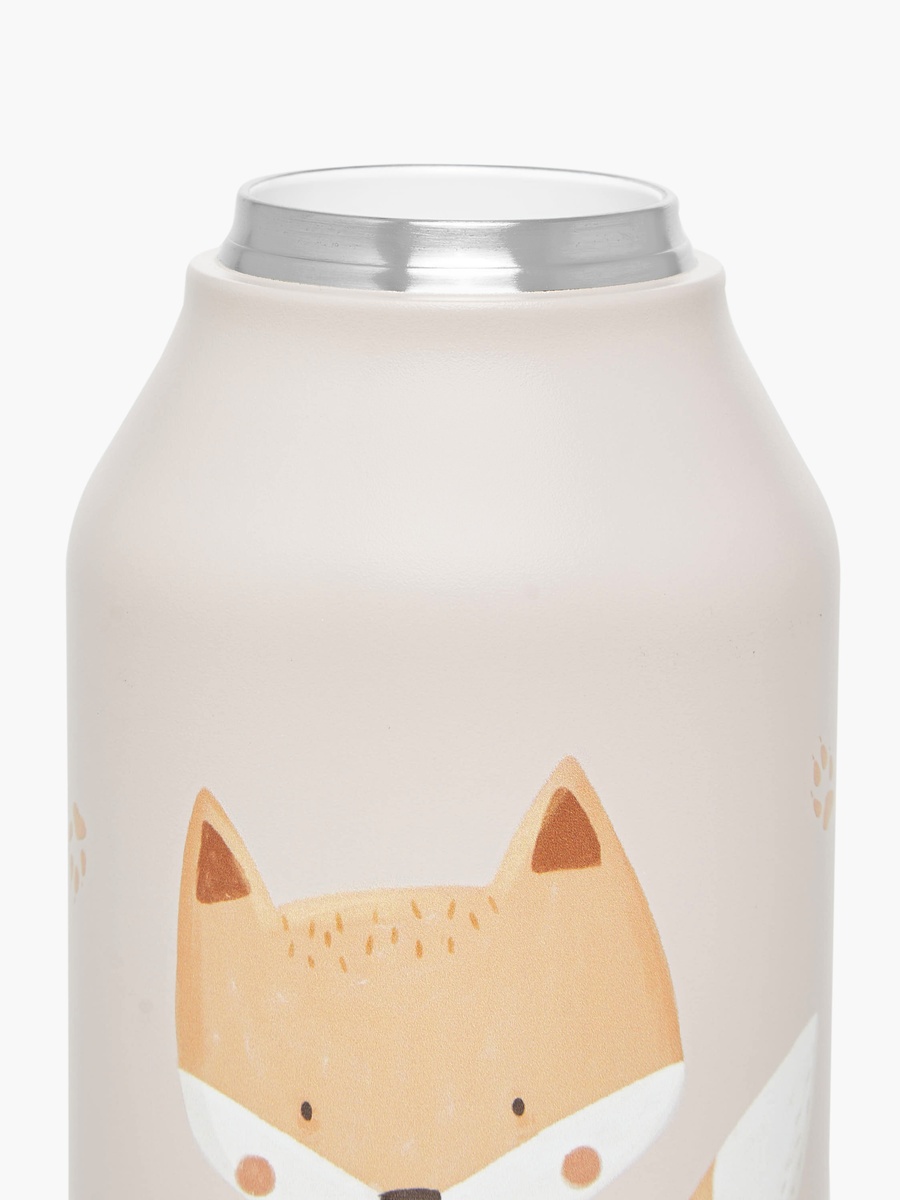 Fox Print Stainless Steel Sipper Water Bottle with Cleaning Brush - 350 ml