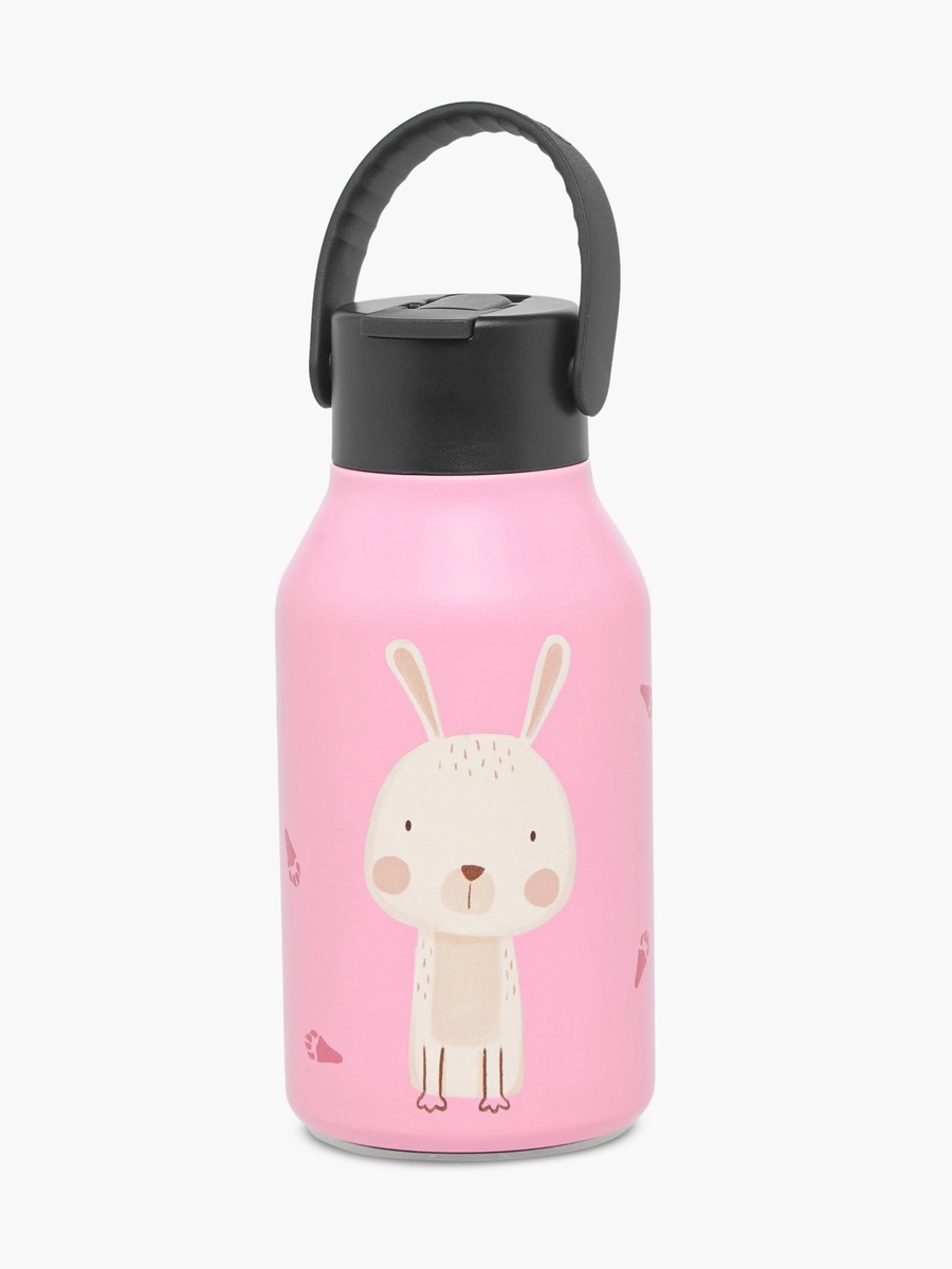 Rabbit Print Stainless Steel Sipper Water Bottle with Cleaning Brush - 350 ml