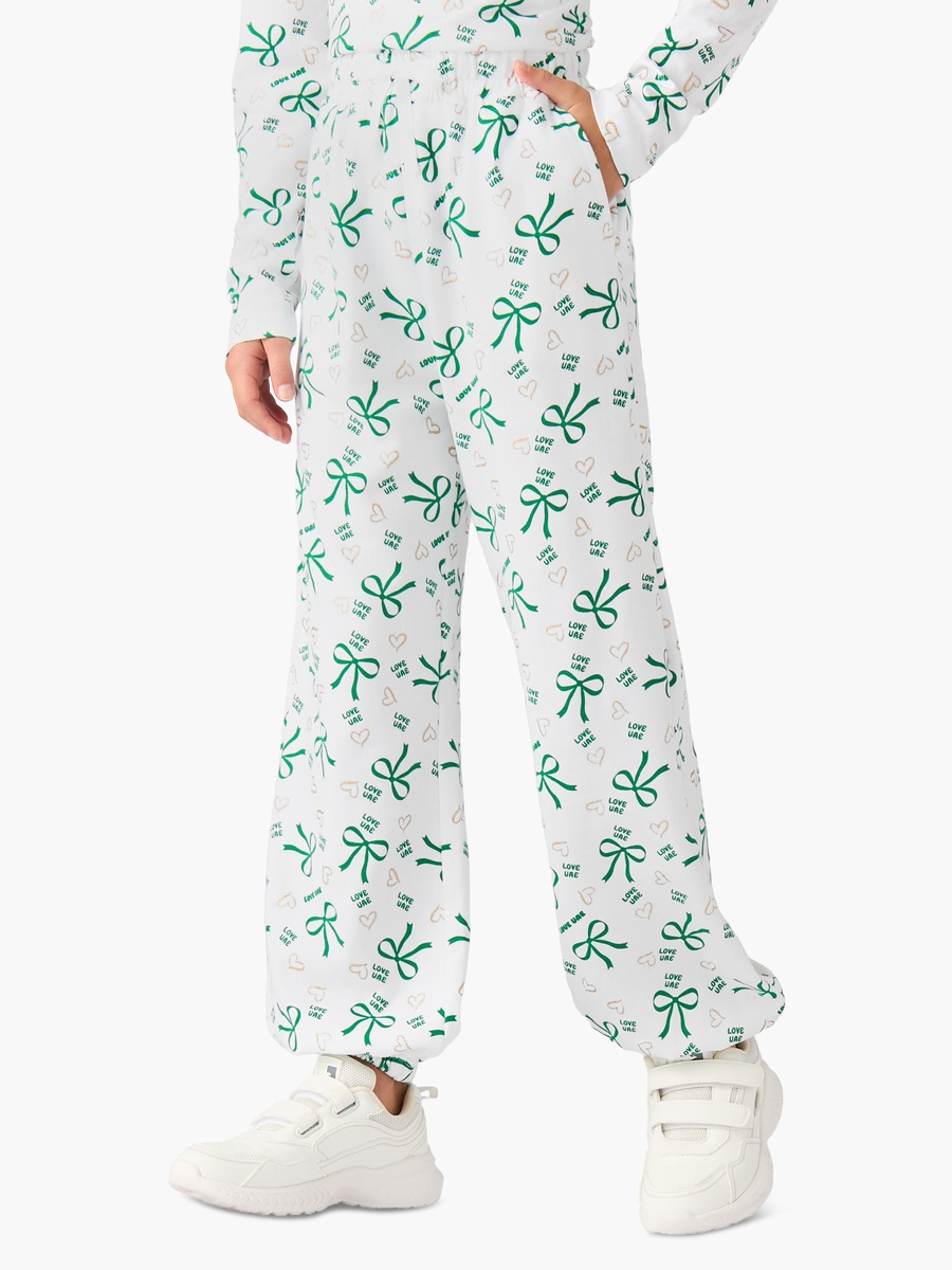 Cotton Drawstring Waist Joggers with UAE National Day Print