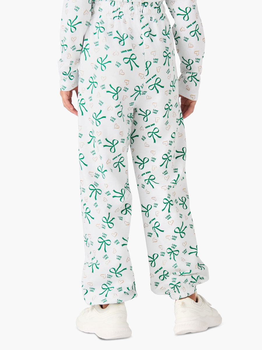 Cotton Drawstring Waist Joggers with UAE National Day Print
