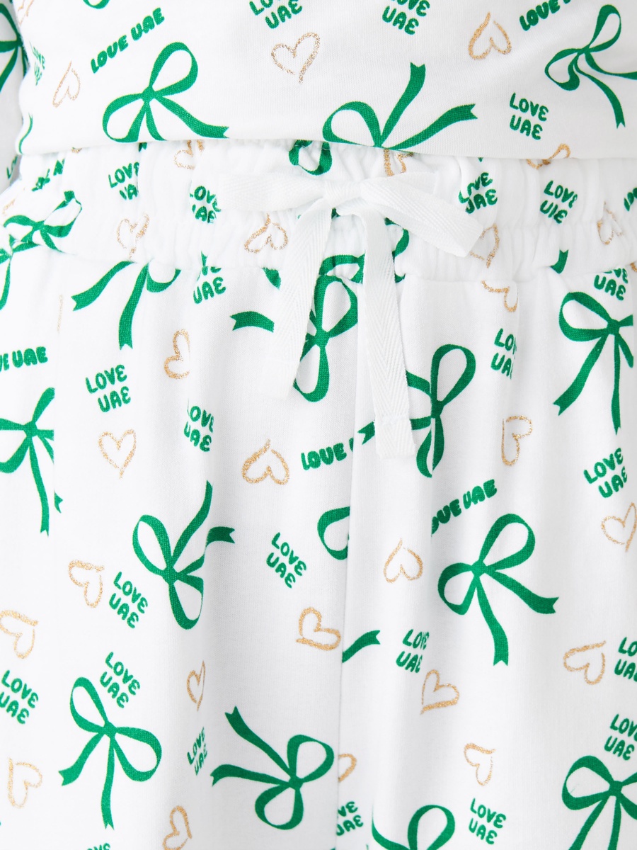Cotton Drawstring Waist Joggers with UAE National Day Print