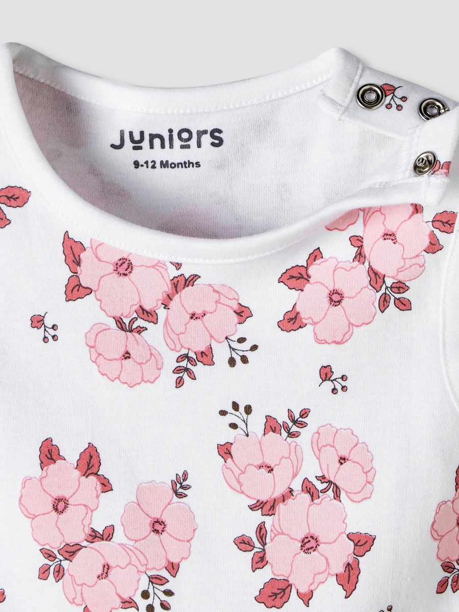 Pack of 7 Cotton Sleeveless Bodysuit with Floral Print