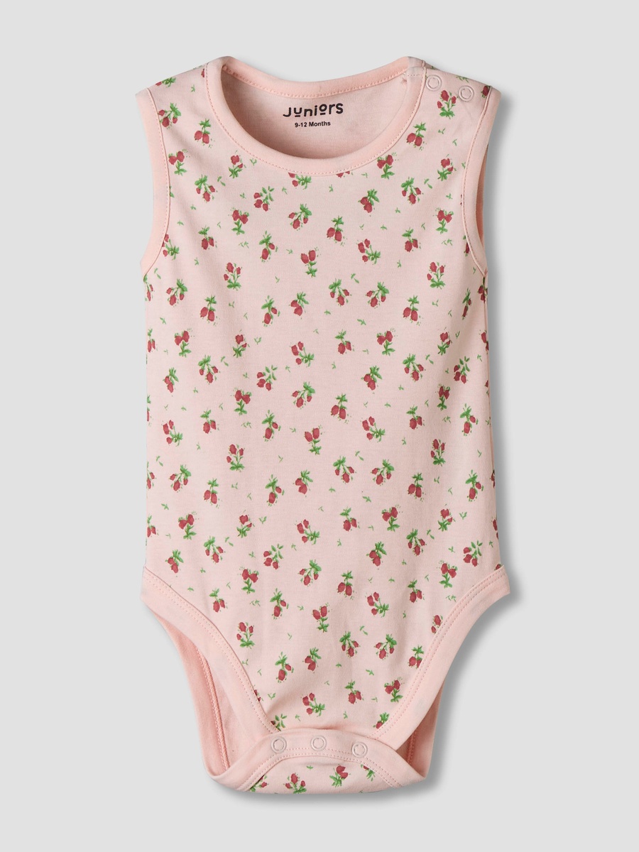 Pack of 7 Cotton Sleeveless Bodysuit with Floral Print