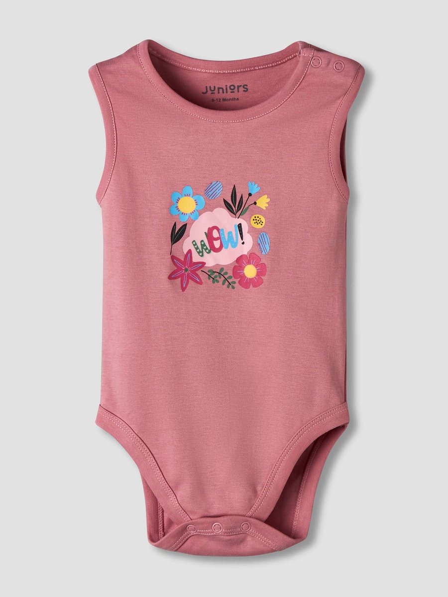 Pack of 7 Cotton Sleeveless Bodysuit with Floral Print