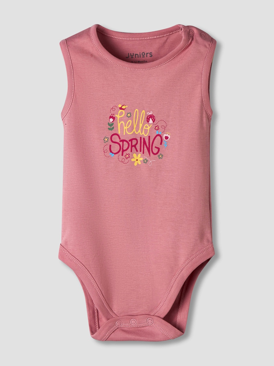 Pack of 7 Cotton Sleeveless Bodysuit with Floral Print