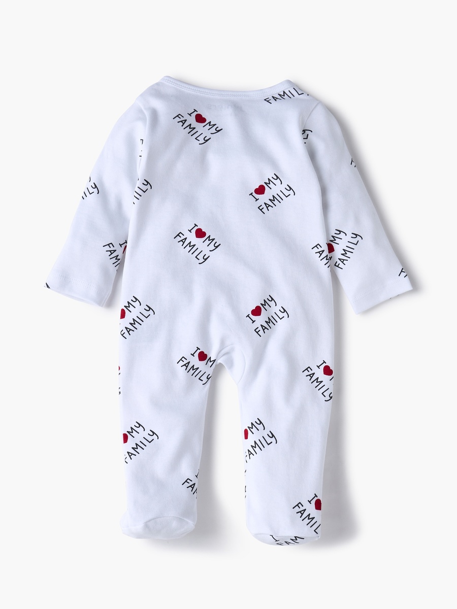 Printed Sleepsuit with Long Sleeves and Zip Closure